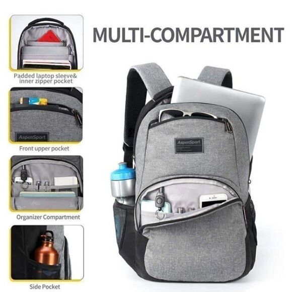 Aspensport School Backpack Fit 15.6 Lightweight Casual Daypack Water Repellent main image 7